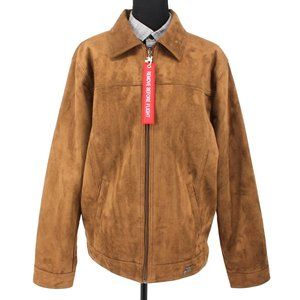 A Collezioni New Collection Brown Leather Suede SpaceX Jacket Zip Up Coat L NWT